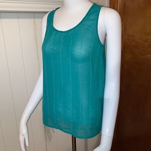 Sheer Teal Beaded Tank from Criss Cross